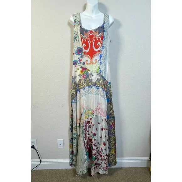Johnny Was 100% Silk Maxi Dress Womens Size M Fairycore Chic Summer Wedding - Picture 2 of 9